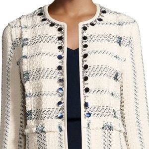 Tory Burch Abbot Embellished Striped Tweed Jacket